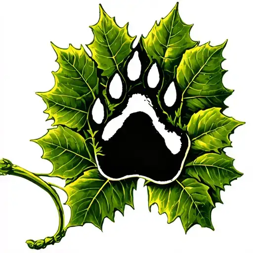 english ivy leaf with dog paw print inside tattoo design idea