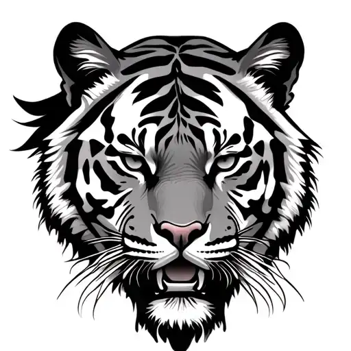 Tiger face made tattoo design idea