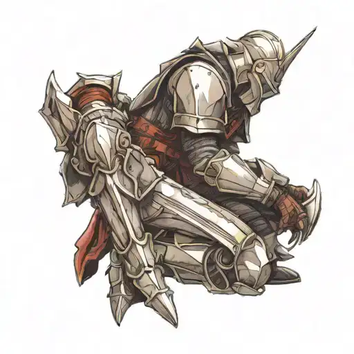 knight kneeling tattoo design idea