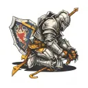 knight kneeling tattoo design idea