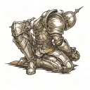 knight kneeling tattoo design idea