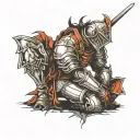 knight kneeling tattoo design idea