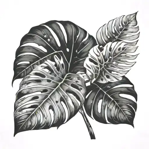 monstera plant tattoo design idea