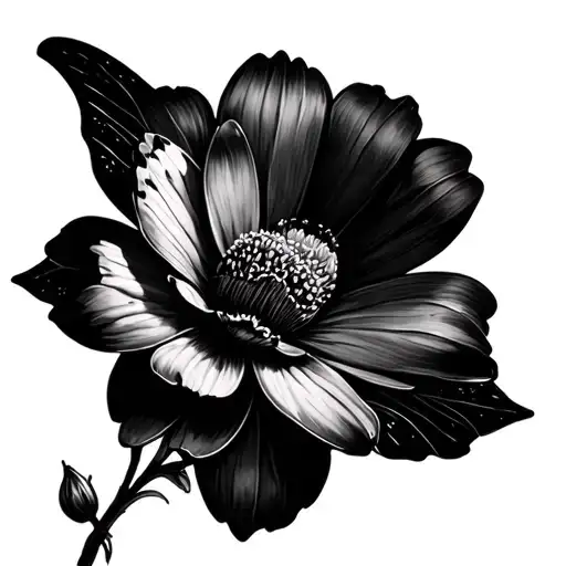 Half Butterfly Half Flower tattoo design idea