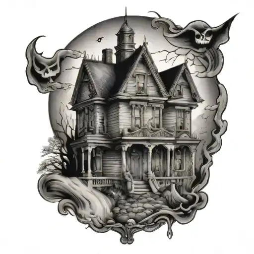 haunted house  tattoo design idea
