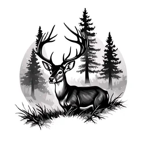 Deer In Forest tattoo design idea
