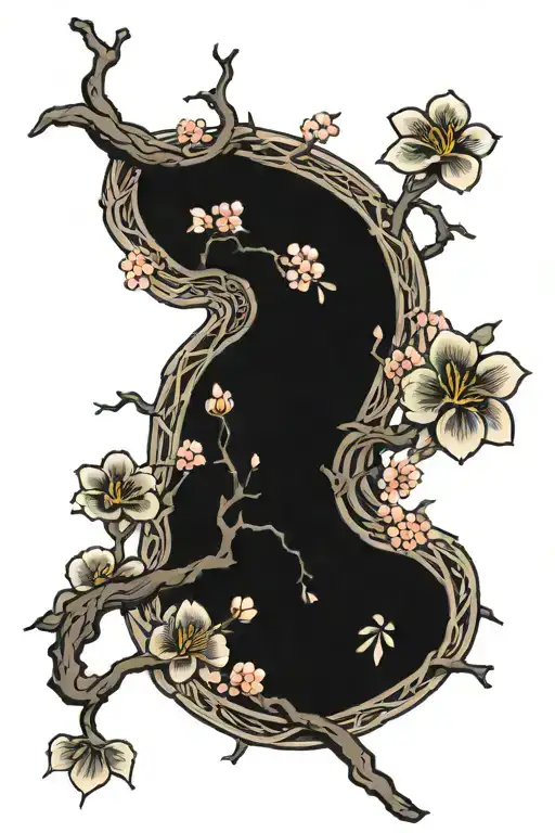 sakura tree branch tattoo design idea