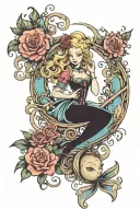 exaltation, Alice in the wonderland, spiral, spirituality, flower, smooth, feminine, rebirth, baby mermaids  tattoo design idea