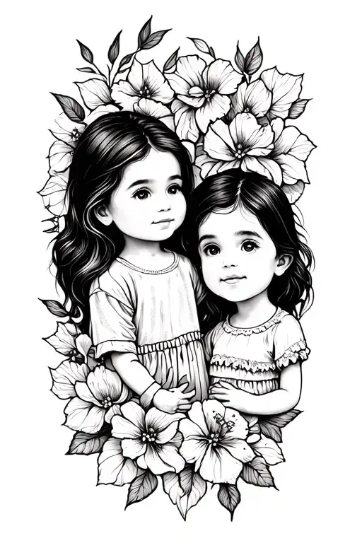 create a tattoo dedicated to my two children and my wife. tattoo design idea
