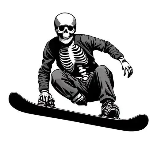 a skeleton snowboarding tattoo design idea