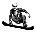 a skeleton snowboarding tattoo design idea