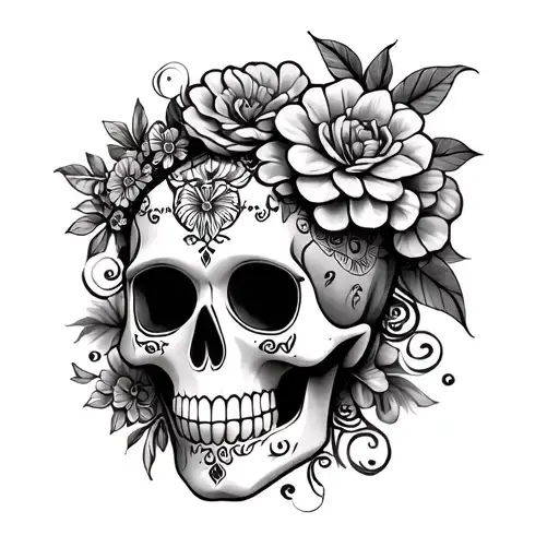Sugar Skull Colombia and UK Themes tattoo design idea