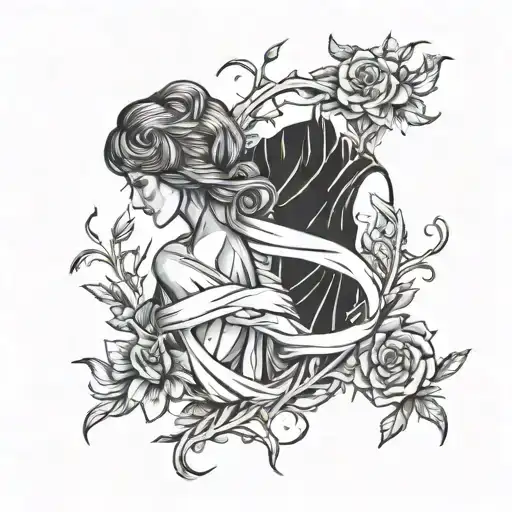 broken together representing married couples life tattoo design idea