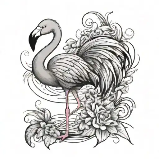 Flamingo, breast cancer, multiple sclerosis, lupus, infertility, mother, daughter, wife, friend tattoo design idea