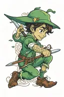 Peter pan holding a sword tattoo design idea