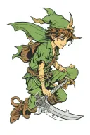 Peter pan holding a sword tattoo design idea
