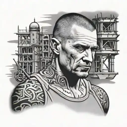 mike scofield with prison break background tattoo design idea