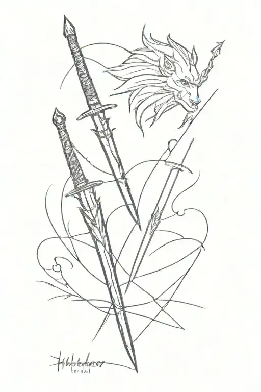 the witcher swords tattoo design idea