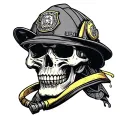 Firefighter Skull tattoo design idea