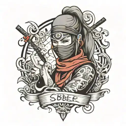 female sober ninja themed tattoo tattoo design idea