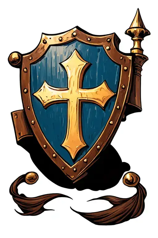medieval shield with Jerusalem cross on it tattoo design idea