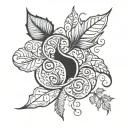 wave and ivy leaf tattoo design idea