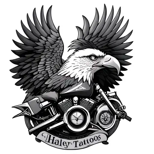 Eagle behind Harley engine tattoo design tattoo design idea