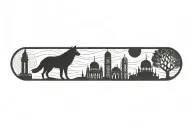 wolf and mosque  tattoo design idea