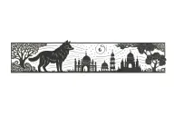wolf and mosque  tattoo design idea