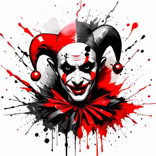 demonic court jester tattoo design idea