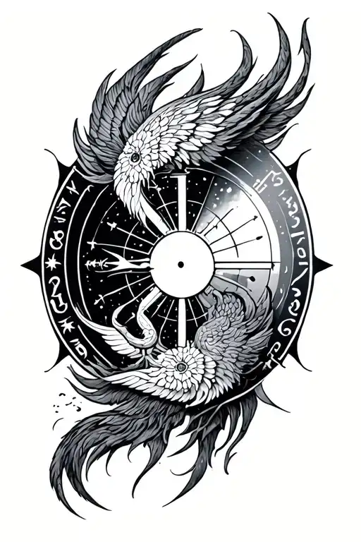 time Gemini zodiac battle tattoo design idea
