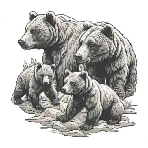 Bears and cubs tattoo design idea