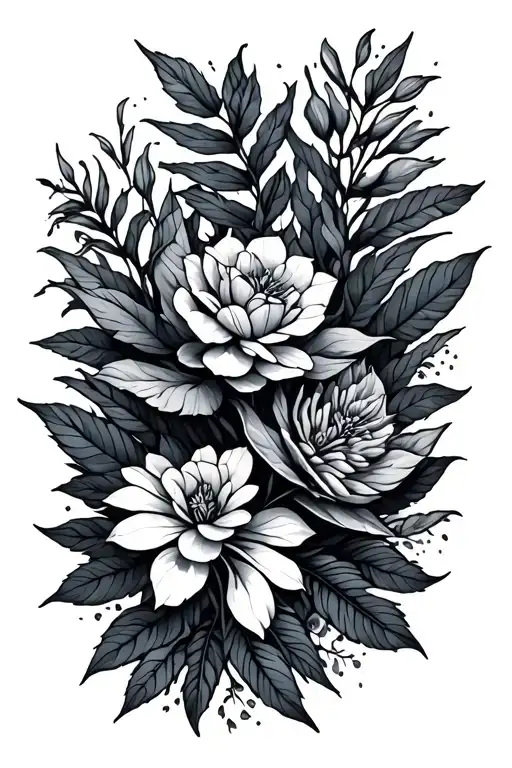 Name with plants  tattoo design idea