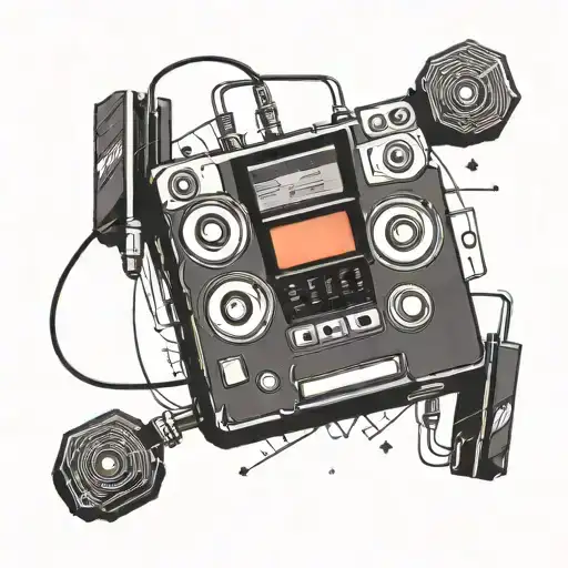 walkman 80's style tattoo design idea