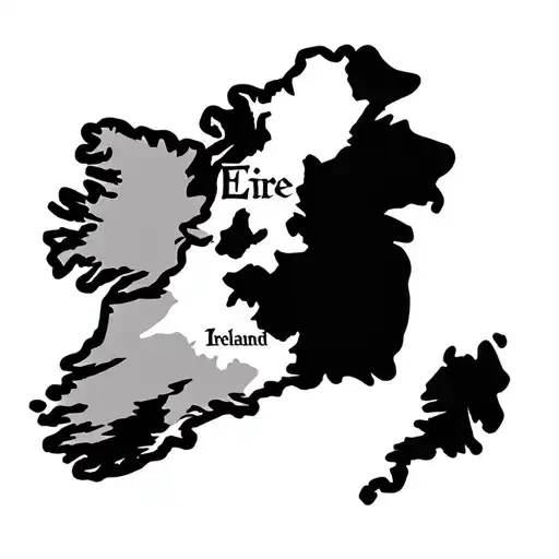 outline of the island of ireland with eire written in the middle in a gaelic font tattoo design idea