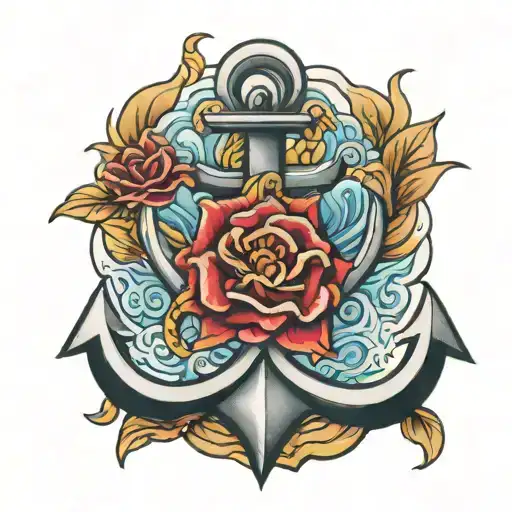 Traditional anchor tattoo design idea