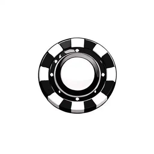 poker chip with bowling pins in the background tattoo design idea