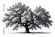 longitudinal coordinates 43°34'41.88"N 79°42'46.08"W with a callery pear tree minimal tattoo design idea