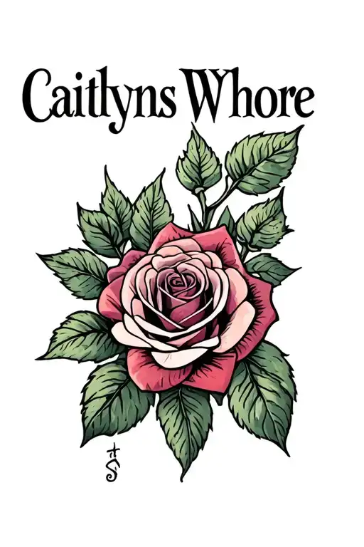 "Caitlyns Whore" Roses tattoo design idea