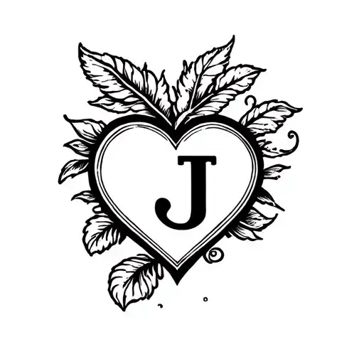 heart with letter J tattoo design idea