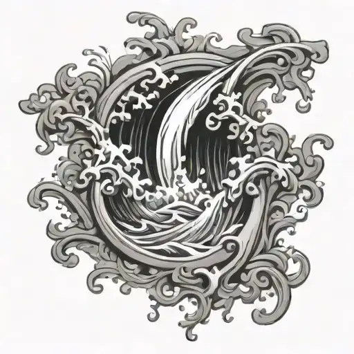 water splash with san sebastian tattoo design idea