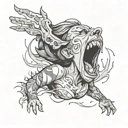 Person screaming and breaking free forgiving herself tattoo design idea