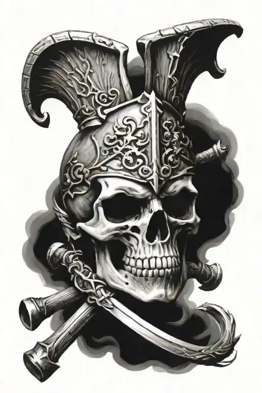 ares god of war skull and crossbones tattoo design idea