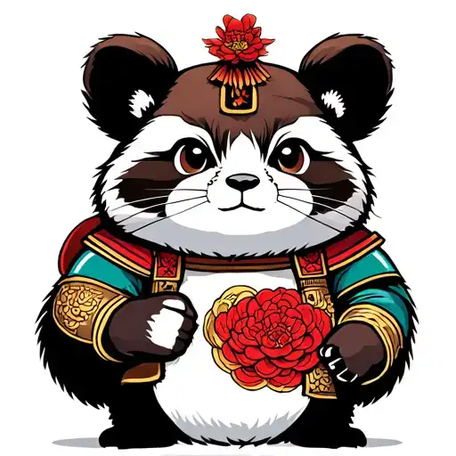 japan tanuki armor holding tattoo design idea