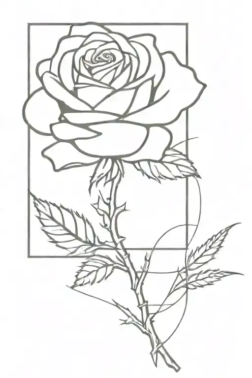 rose with barbed wire on the stem tattoo design idea