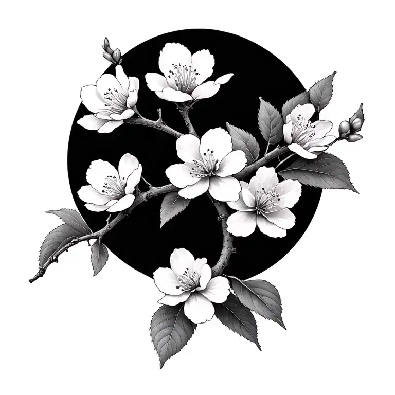 cherry blossom branch with a spider web tattoo design idea