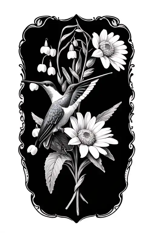  Lily of the valley, Bluebonnets, asters, Chrysanthemums & Narcissus add hummingbird  tattoo design idea
