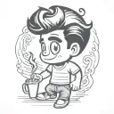 50s lol doll man, grease style tattoo design idea