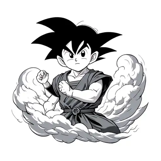 kid goku on nimbus tattoo design idea