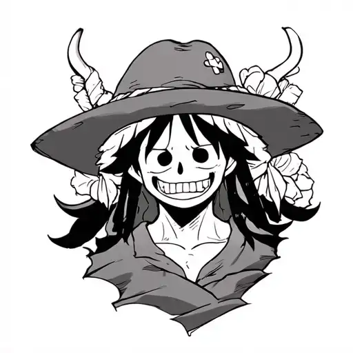 one piece anime straw hat pirates tattoo design idea